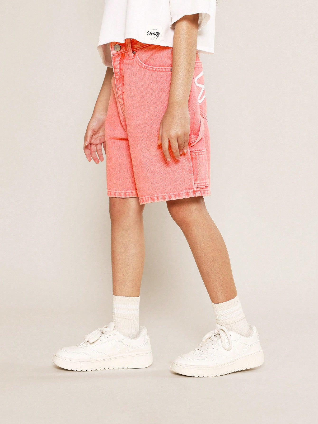 Tween Girls Washed Denim Carpenter Short