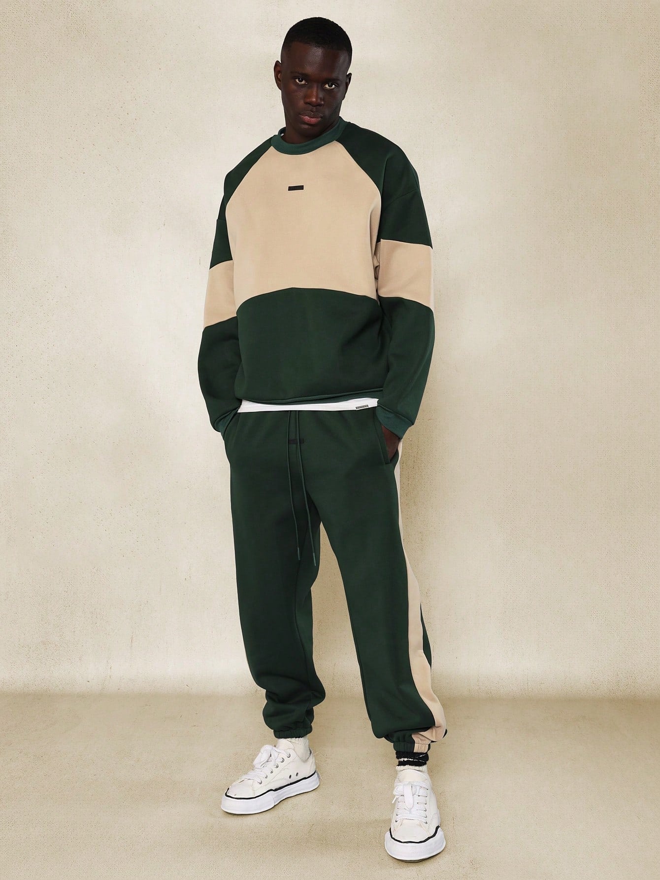 Oversized Fit Colour Block Sweatshirt And 90's Jogger  2  Piece Set