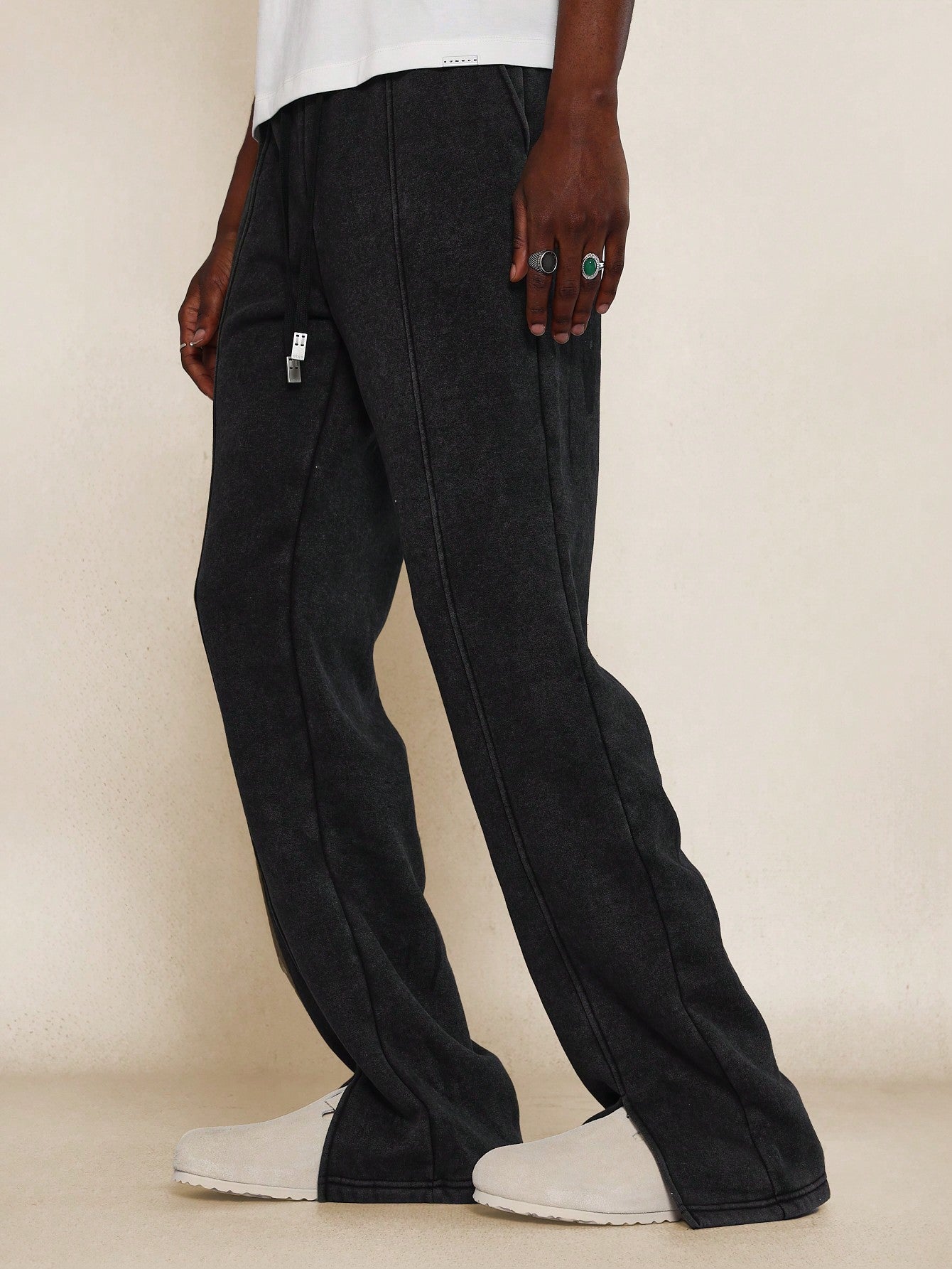 Flare Fit Front Slit Jogger With Drawcords