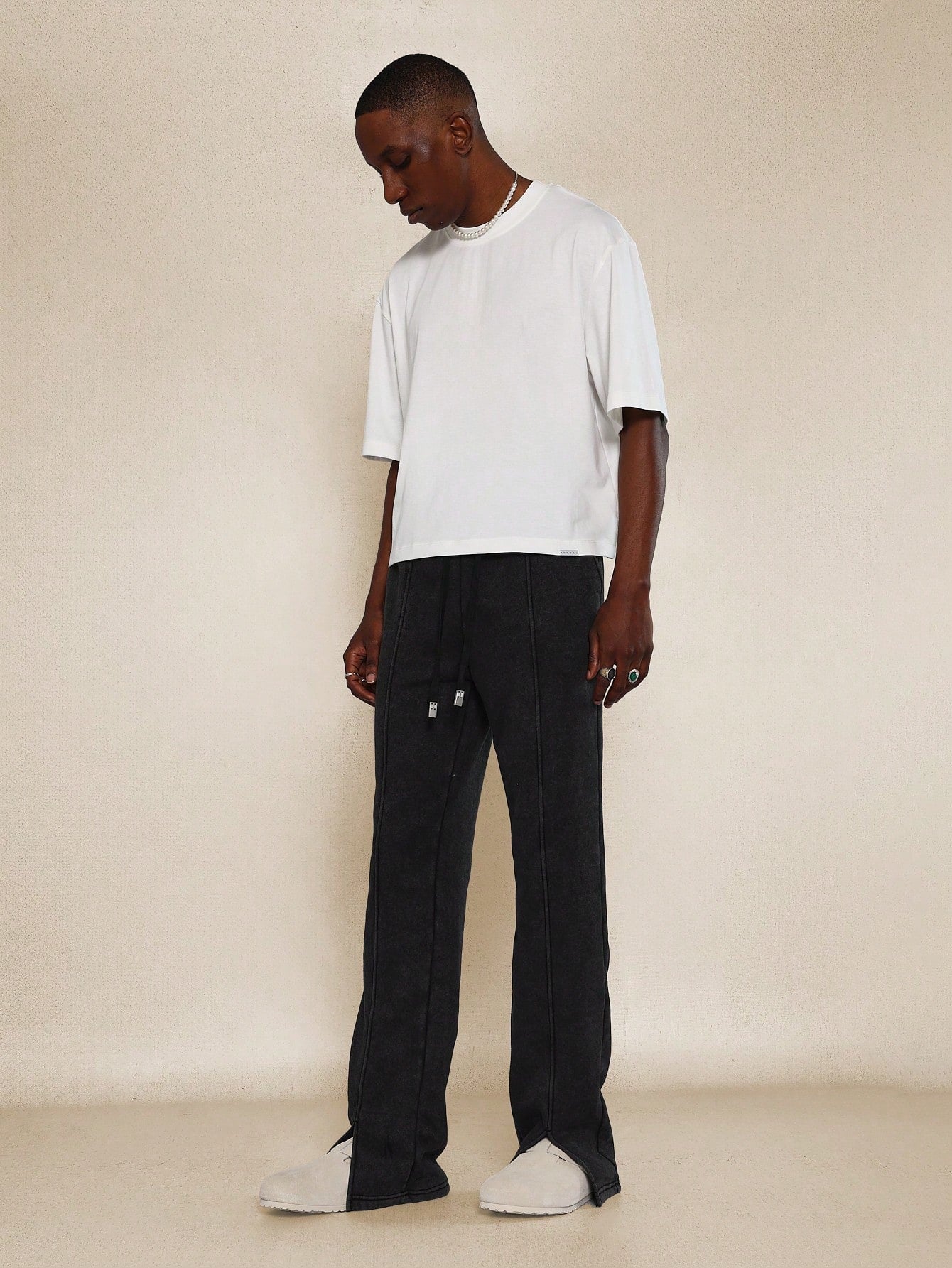 Flare Fit Front Slit Jogger With Drawcords