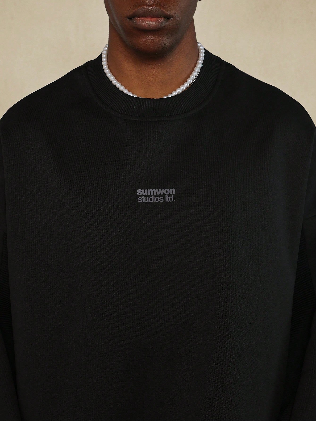 Lightweight Sweatshirt With Sleeve Texture Panel & Side Pocket