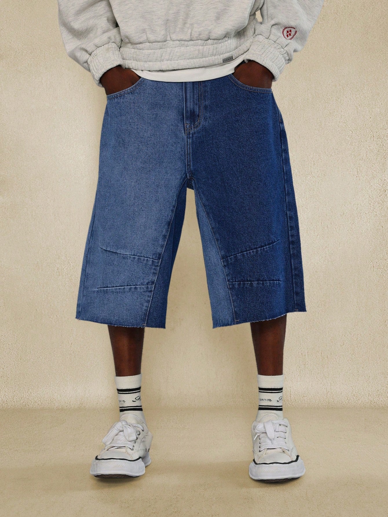 Two Tone Denim Jort