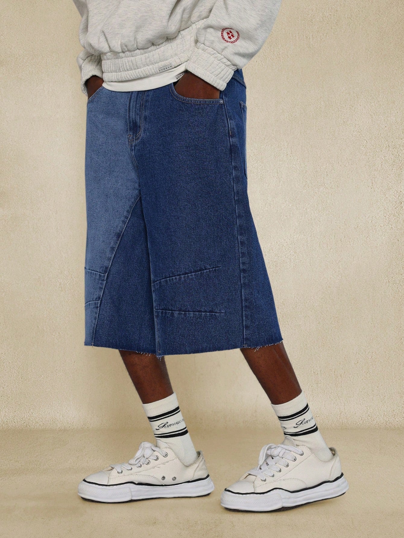 Two Tone Denim Jort