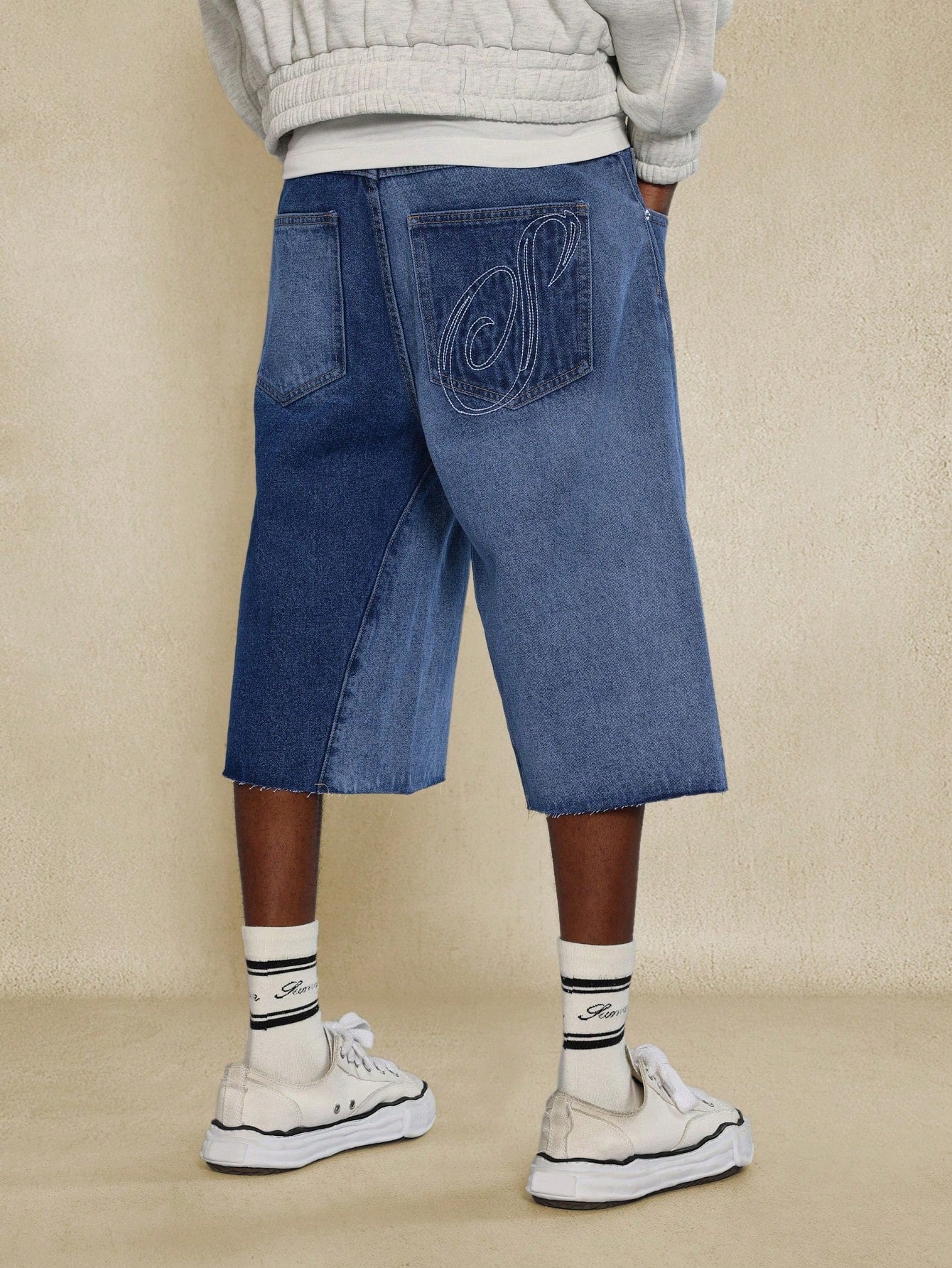 Two Tone Denim Jort