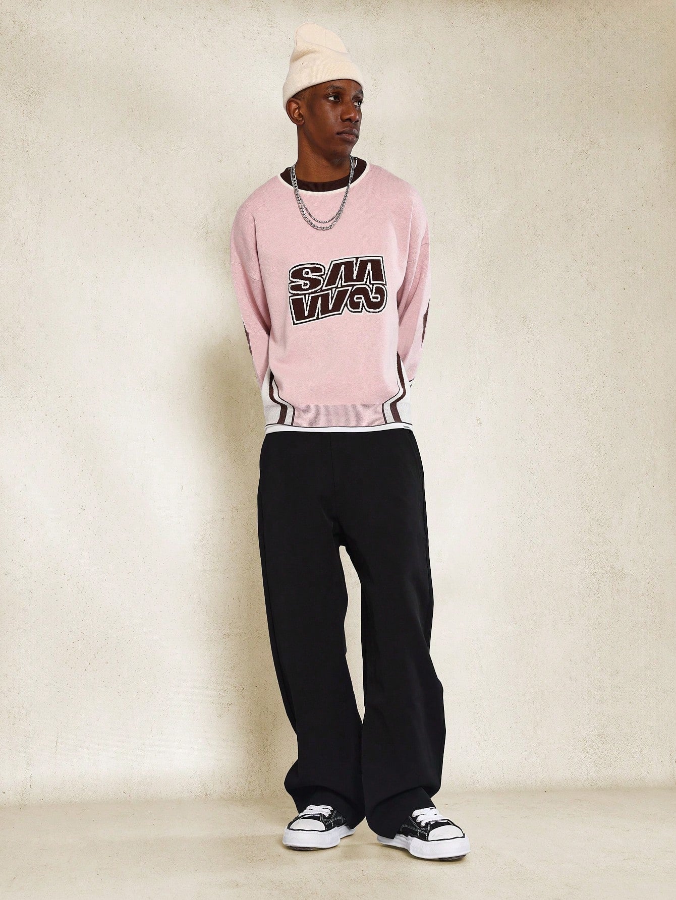 Motocross Knit Crew Neck Sweatshirt With Front Graphic Print