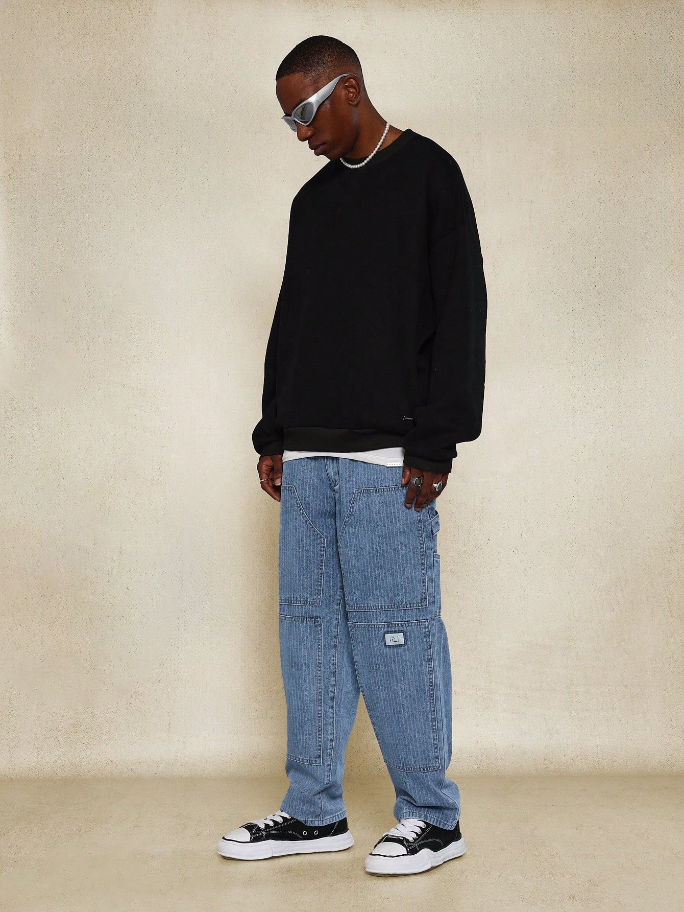 Straight Fit Stripe Denim Carpenter Jean