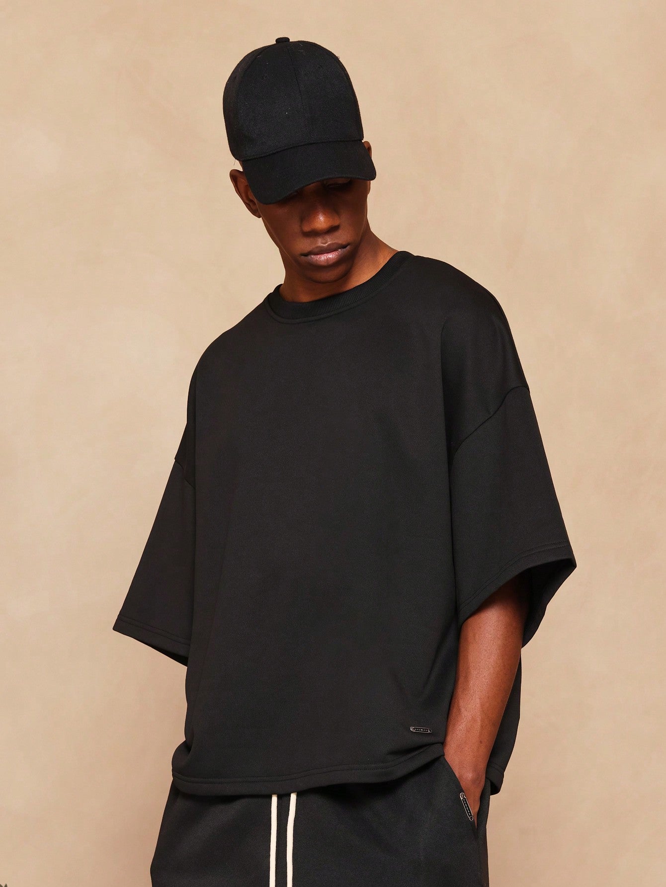 Oversized Fit Three Quarter Sleeve Essential Tee