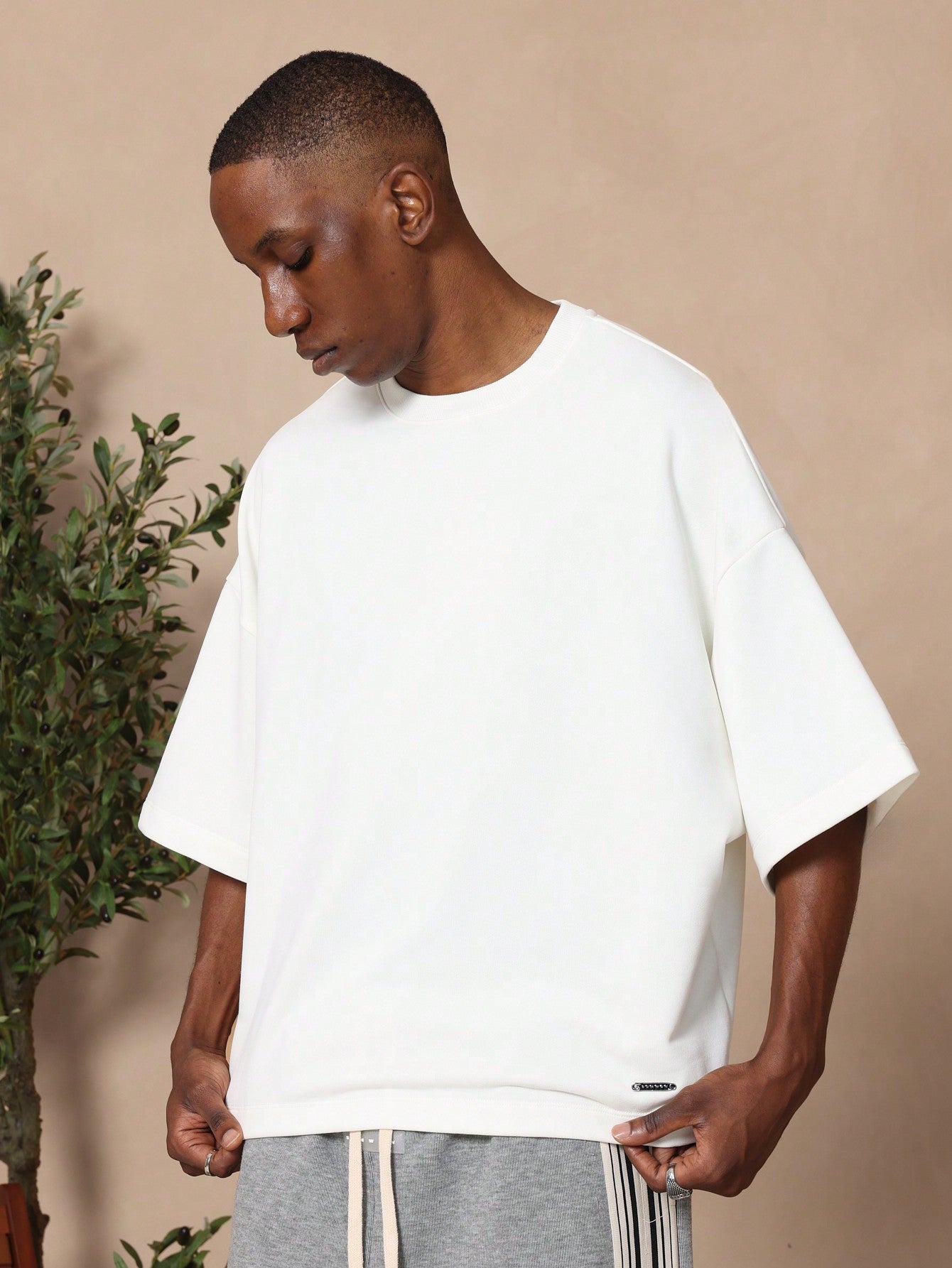 Oversized Fit Three Quarter Sleeve Essential Tee