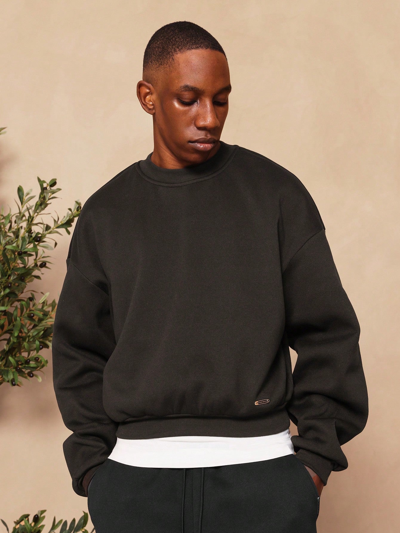 Crop Fit Crew Neck Heavyweight Essential Sweatshirt