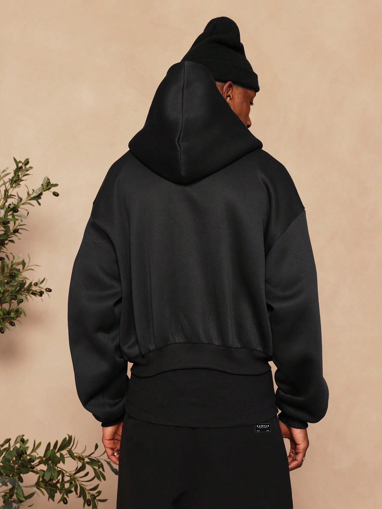 Crop Fit Zip Through Heavyweight Essential Hoodie