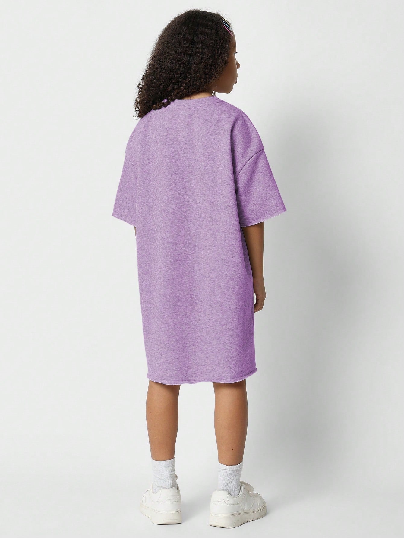 Tween Girls Raw Hem Oversized Fit Tee Dress