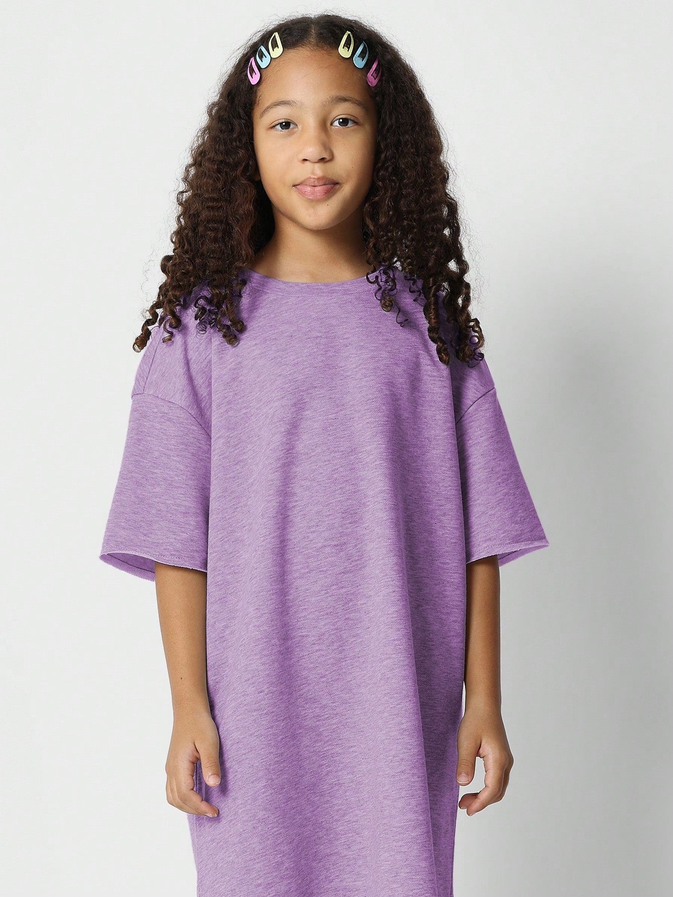 Tween Girls Raw Hem Oversized Fit Tee Dress