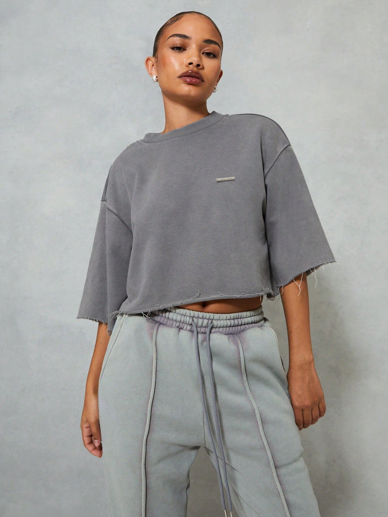 SUMWON WOMEN Washed Boxy Sleeves Crop T-Shirt