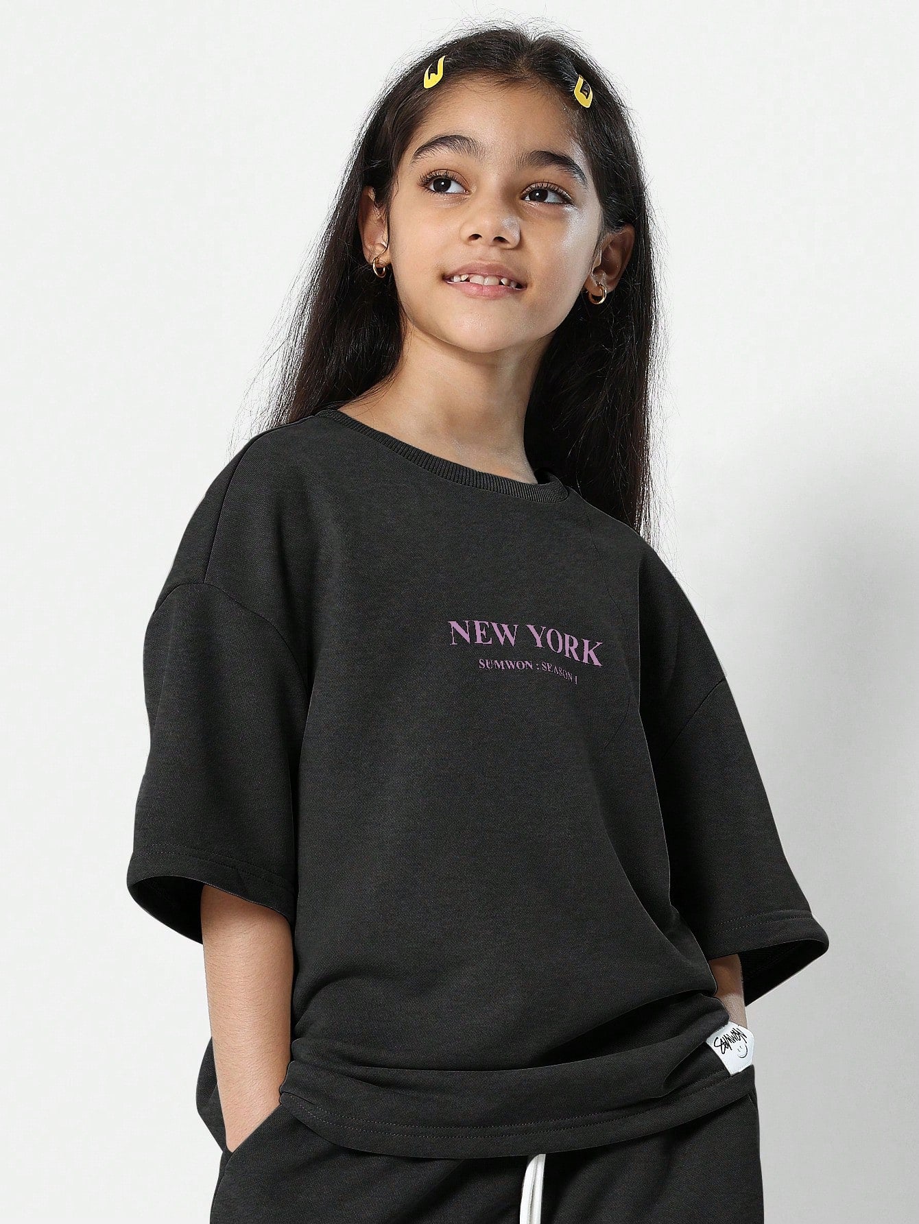 Tween Girls Everyday Oversized Tee And Loose Fit Jogger With New York Graphic Print 2 Piece Set