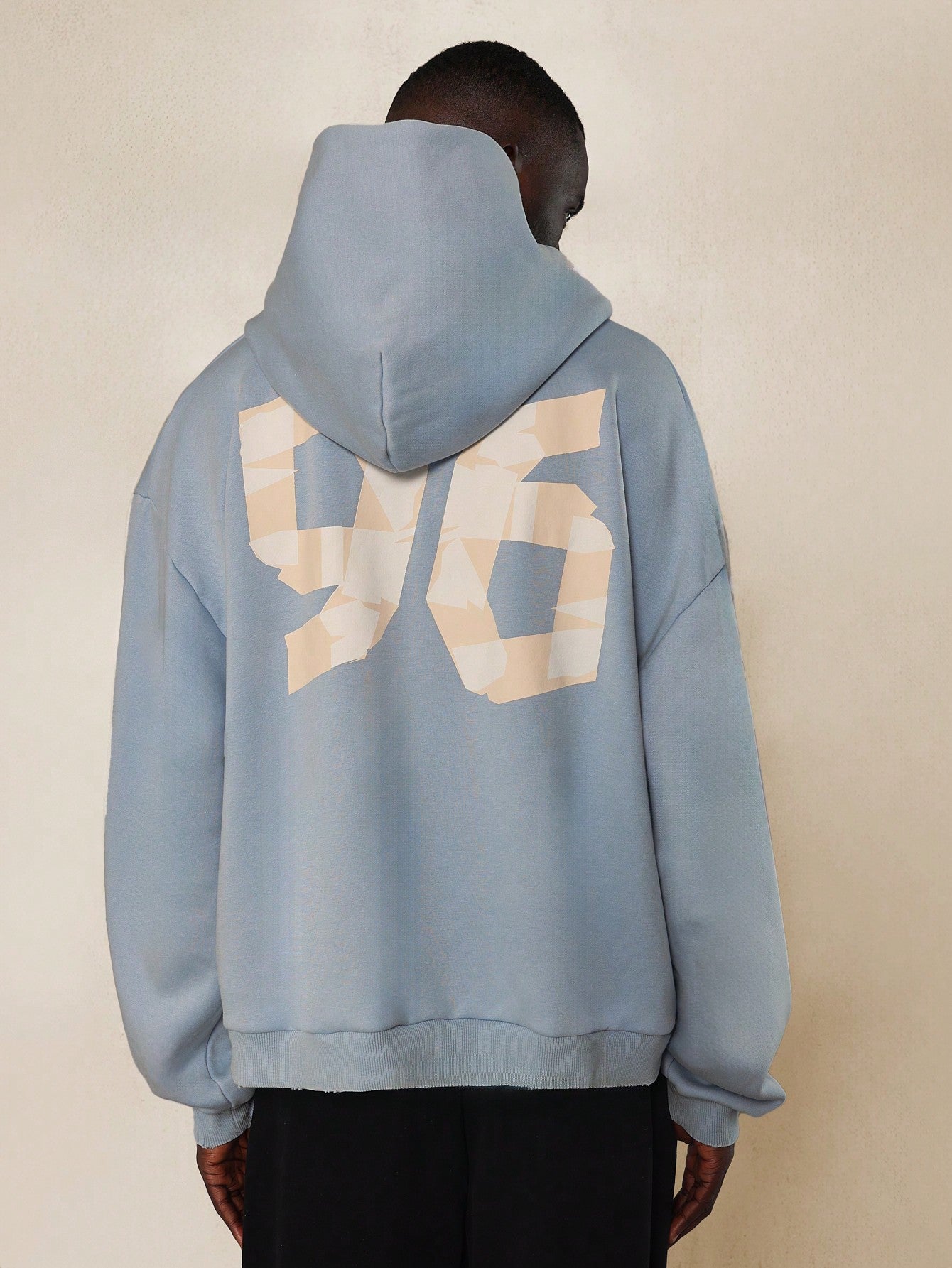 Overhead Hoodie With Torn Pocket And Number Tape Graphic Print College Ready