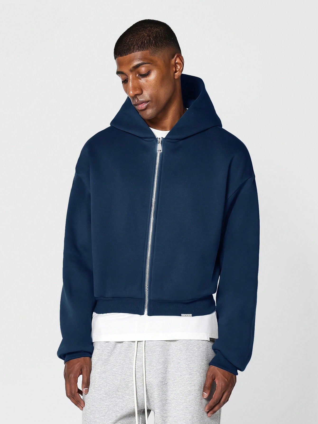 Crop Fit Essential Zip Through Hoodie