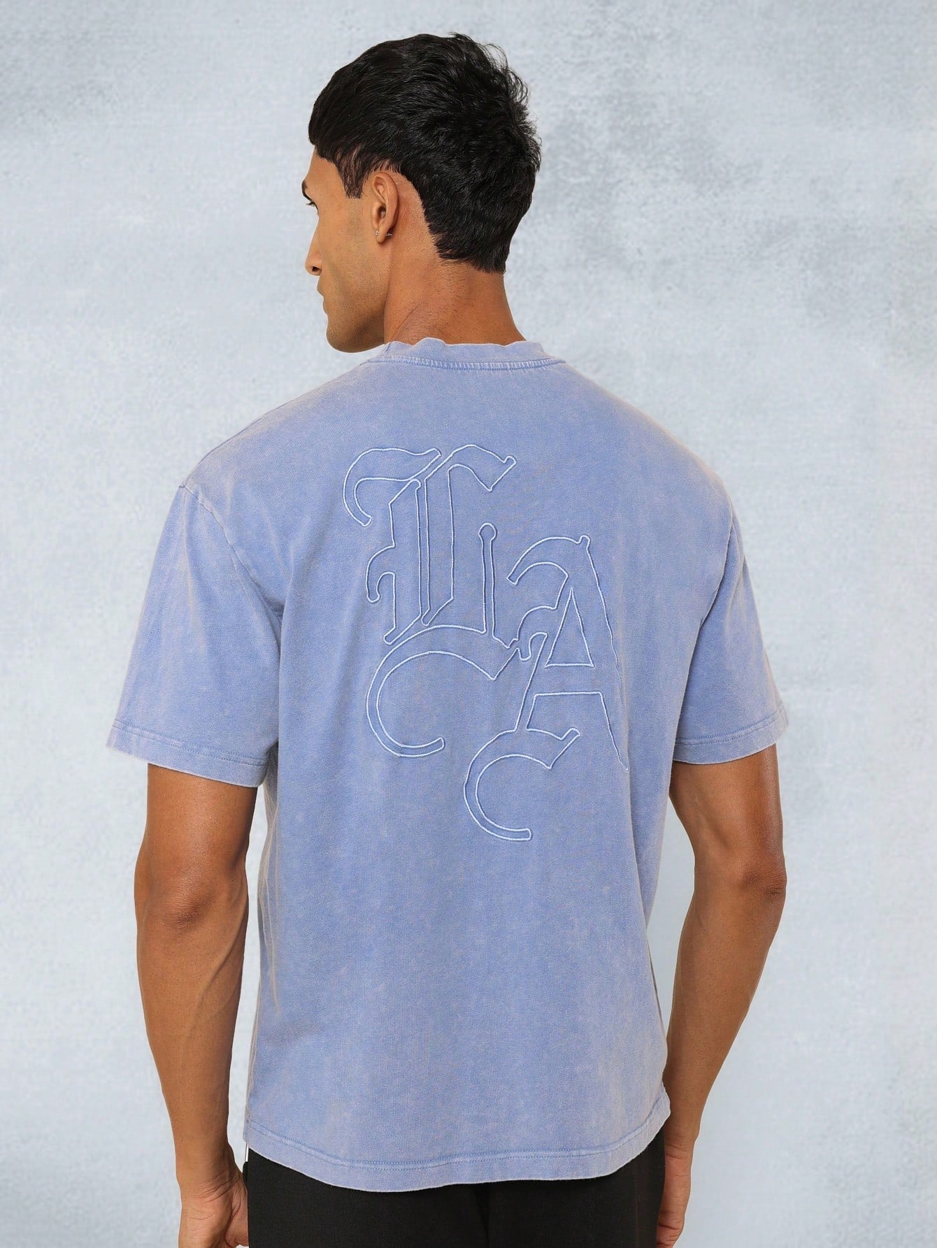 Regular Fit Shot Sleeve Washed Tee With Embroidery Print