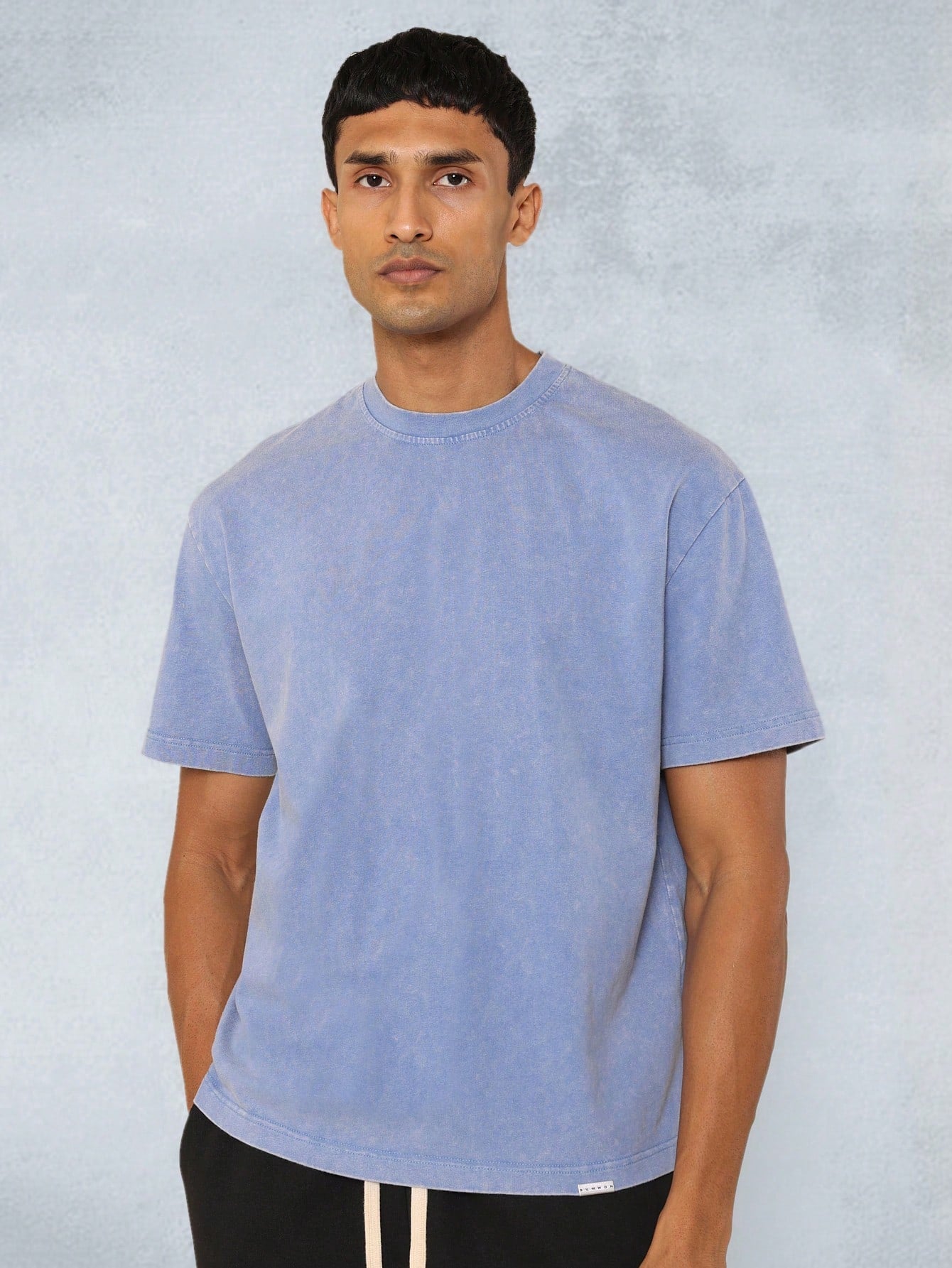 Regular Fit Shot Sleeve Washed Tee With Embroidery Print