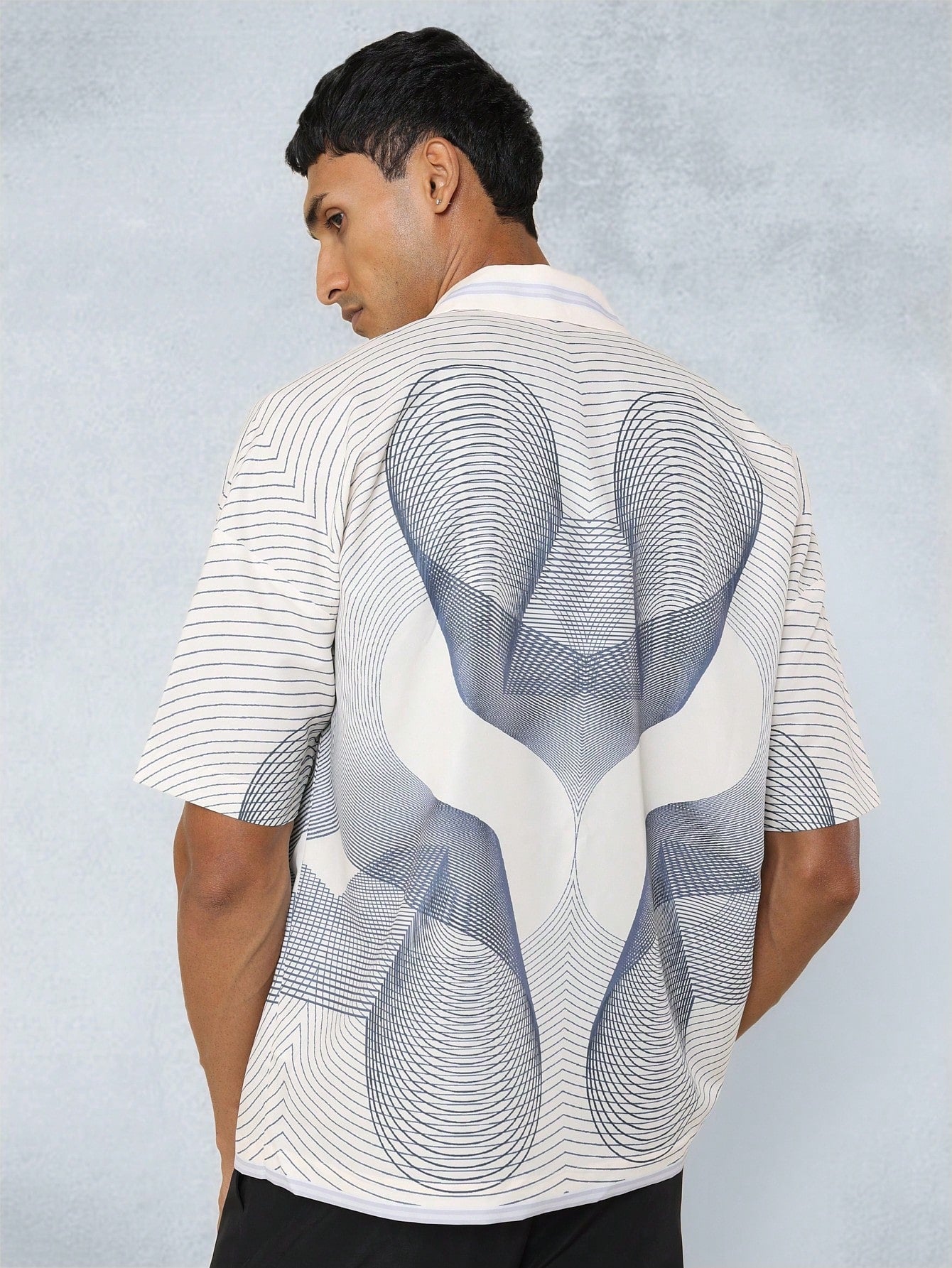 Boxy Fit Zip Nylon Shirt With All Over Print