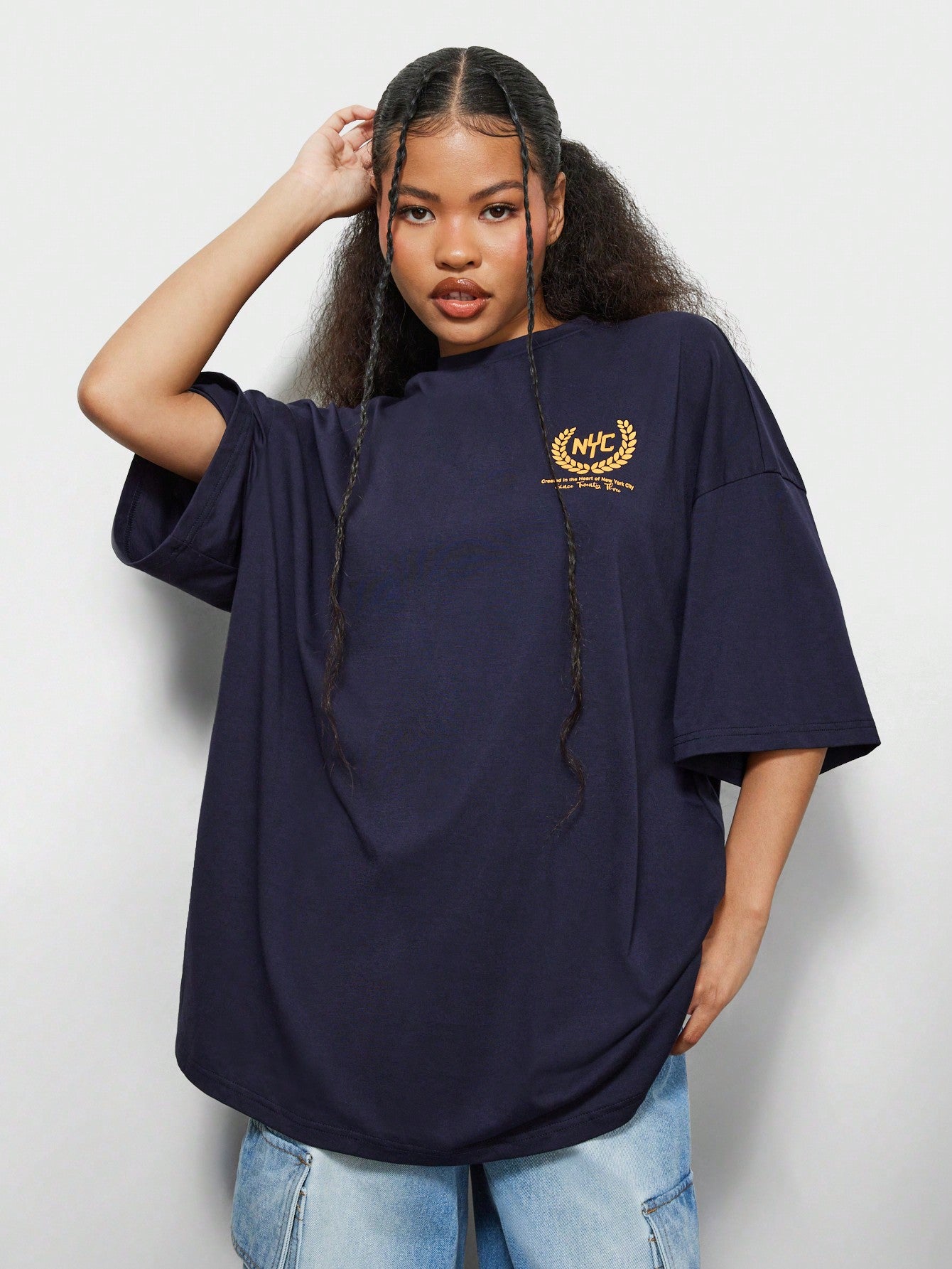 SUMWON WOMEN Oversized Fit Tee With Brooklyn Graphic Print