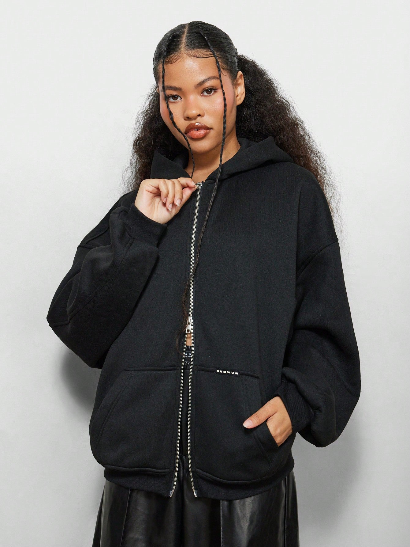 SUMWON WOMEN Oversized Zip Through Hoodie