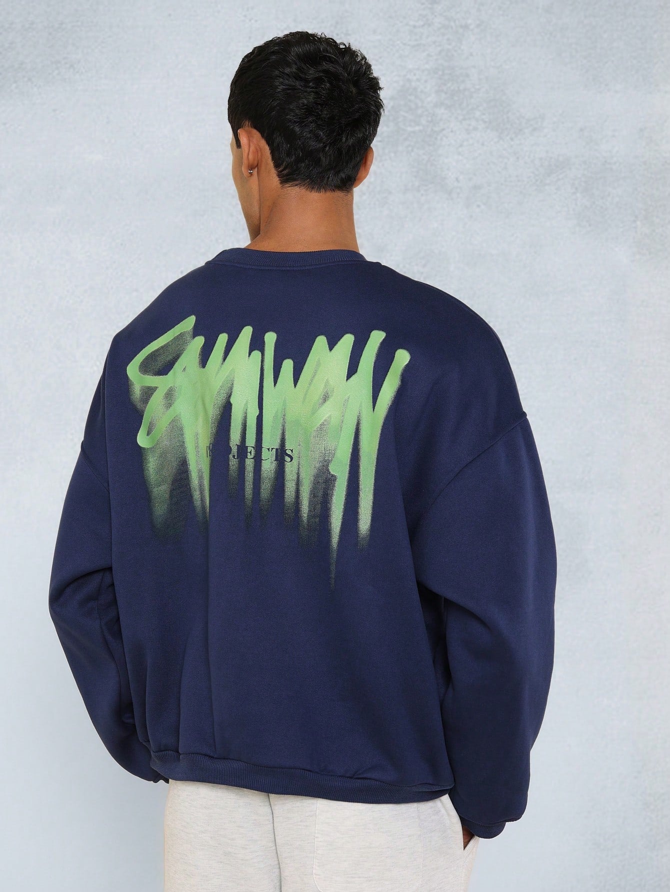 Oversized Fit Sweatshirt With Graffiti Graphic Print College Ready