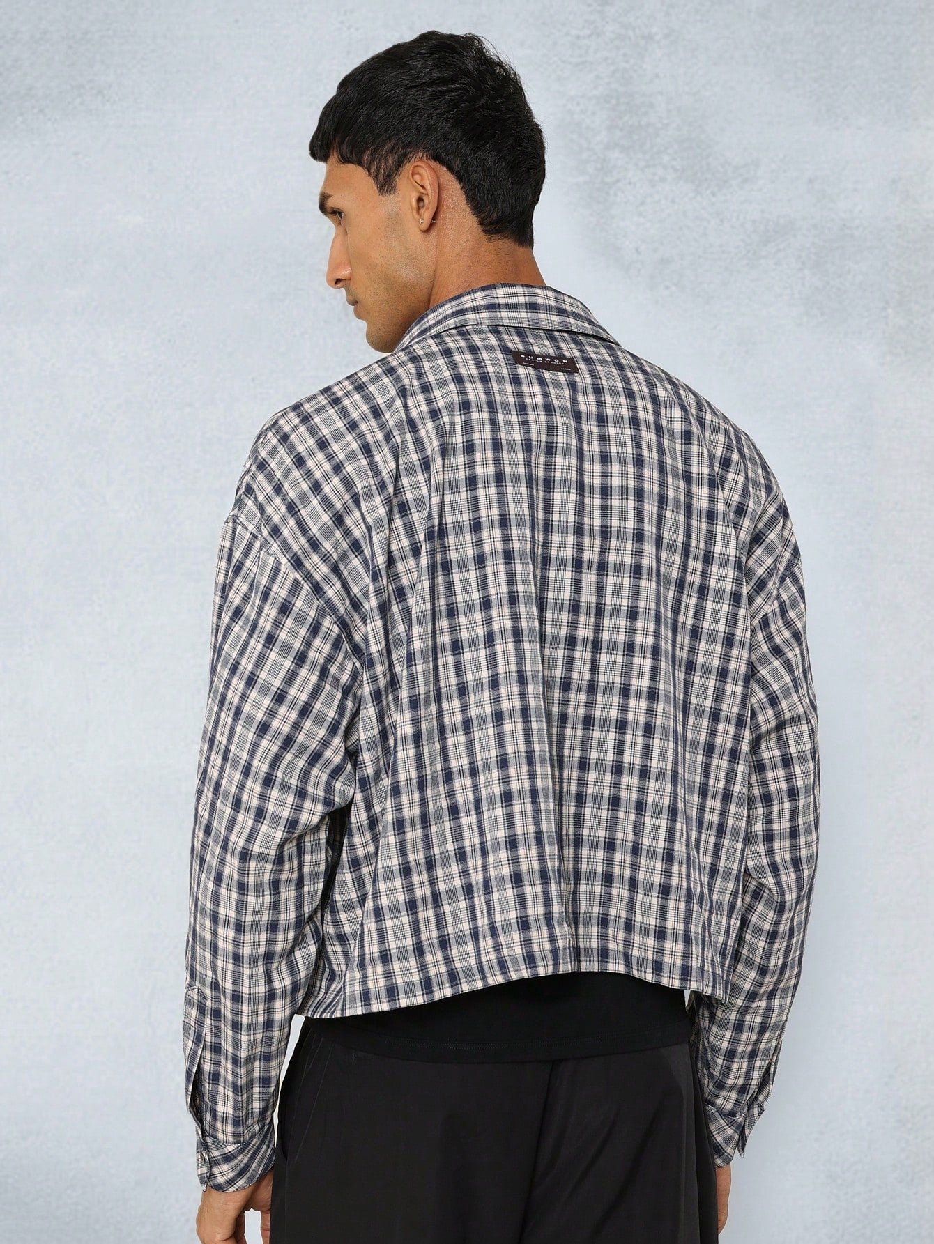 Crop Fit Revere Collar Checked Shirt