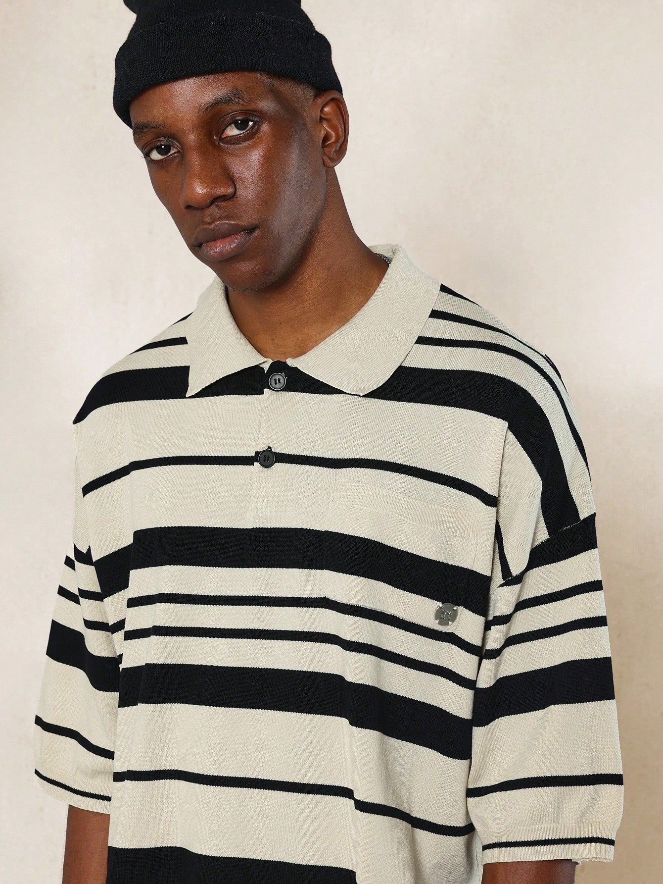 Regular Fit Stripe Polo Knit Shirt