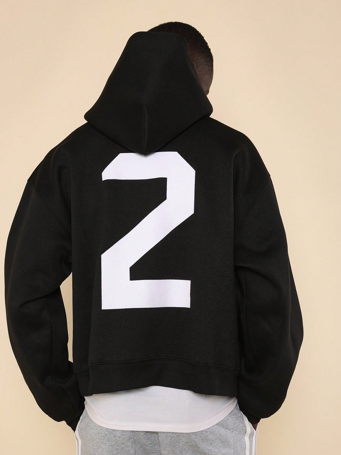 Regular Fit Overhead Hoodie With Back Number Graphic Print