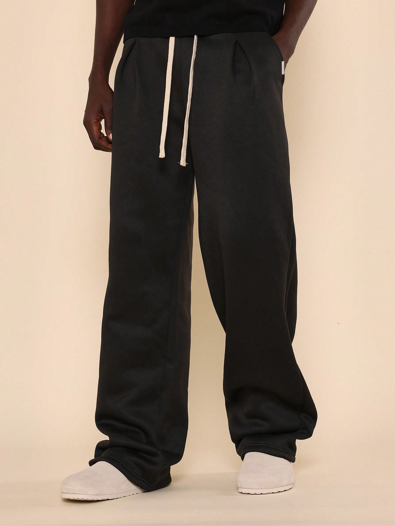 Wide Leg Jogger With Pleat Detail