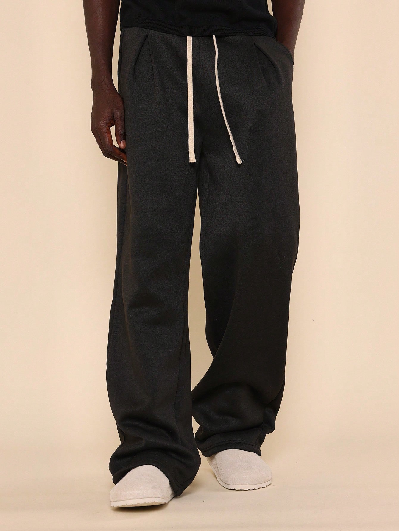 Wide Leg Jogger With Pleat Detail