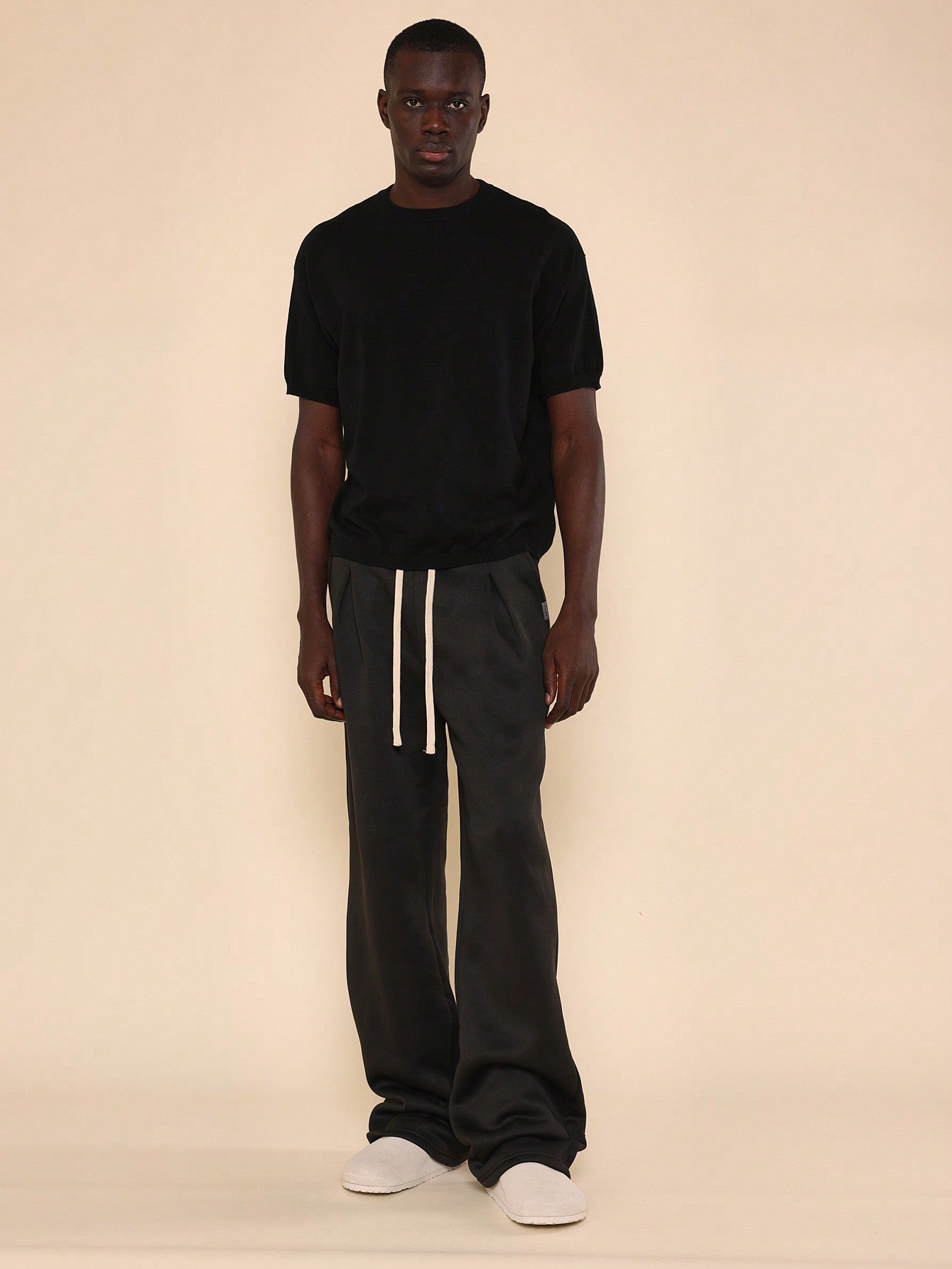 Wide Leg Jogger With Pleat Detail