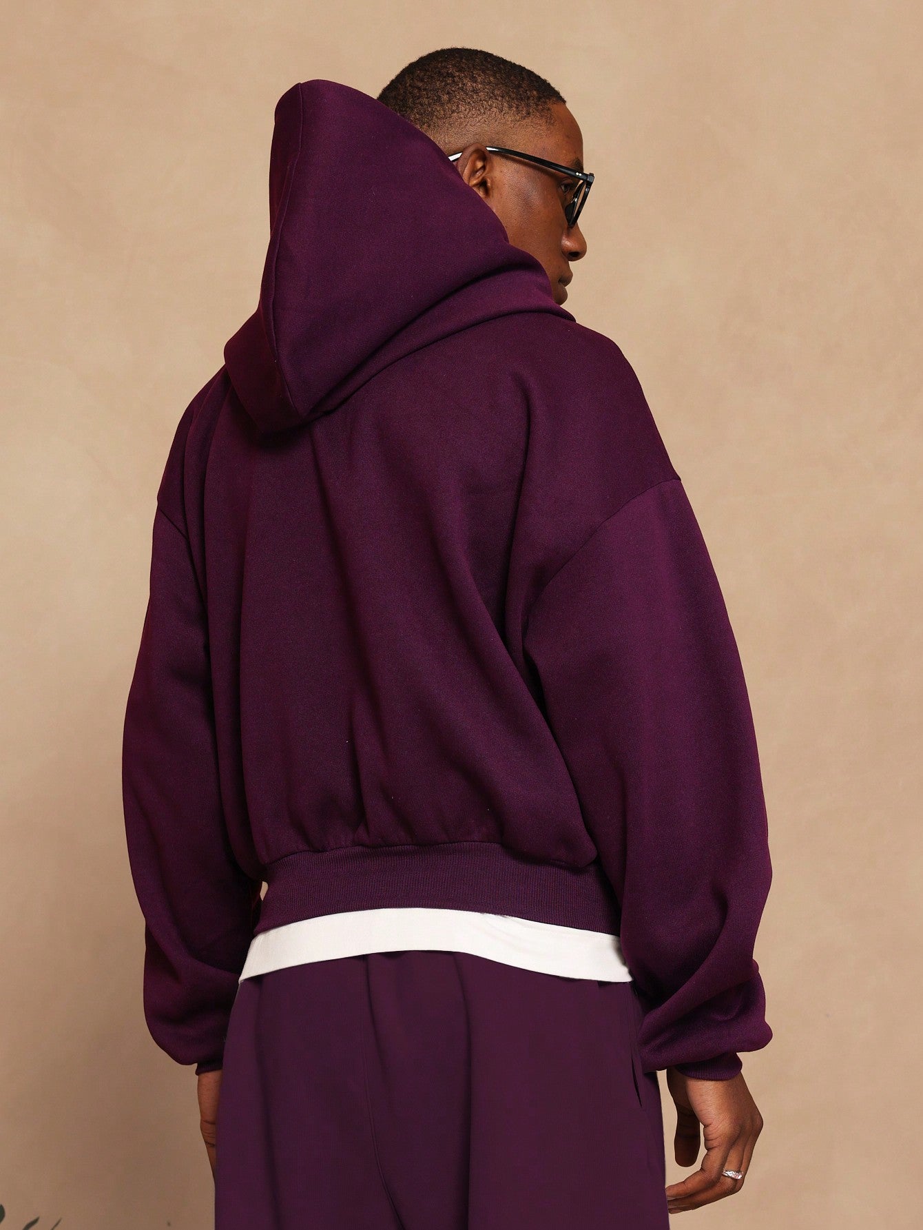 Crop Fit Zip Through Heavyweight Essential Hoodie