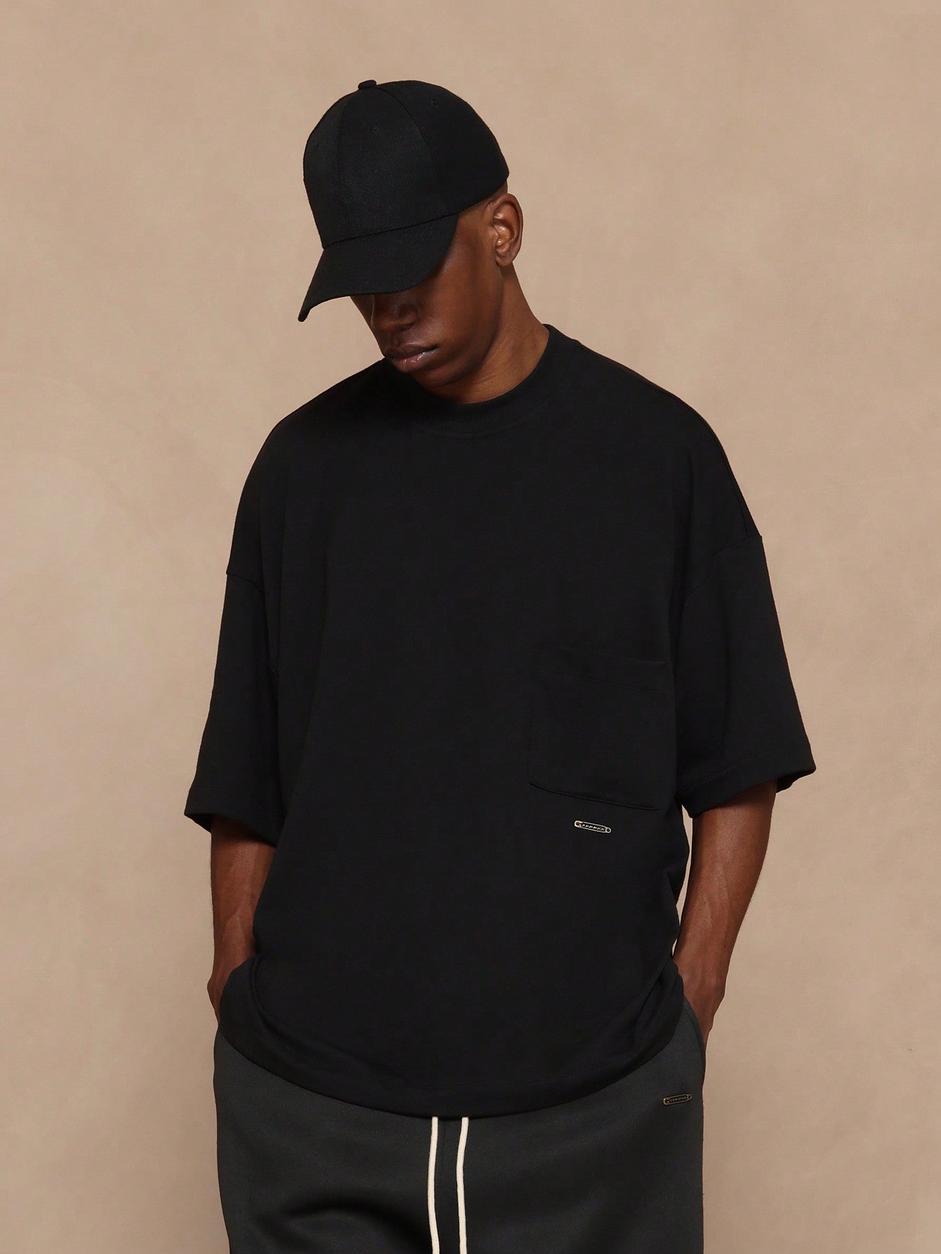 Oversized Fit Essential Tee With Pocket Detail