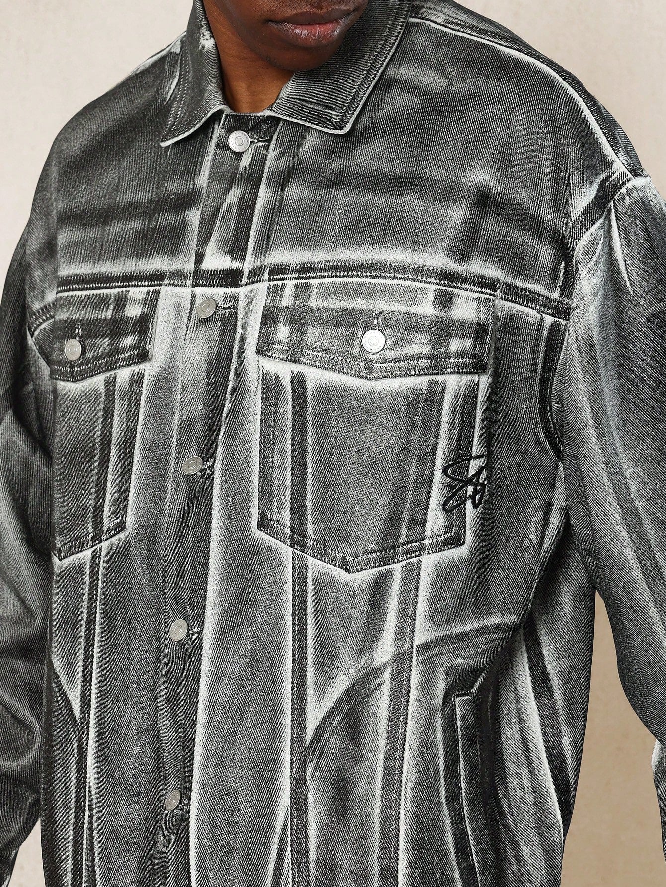 Silver Foil Denim Trucker Jacket