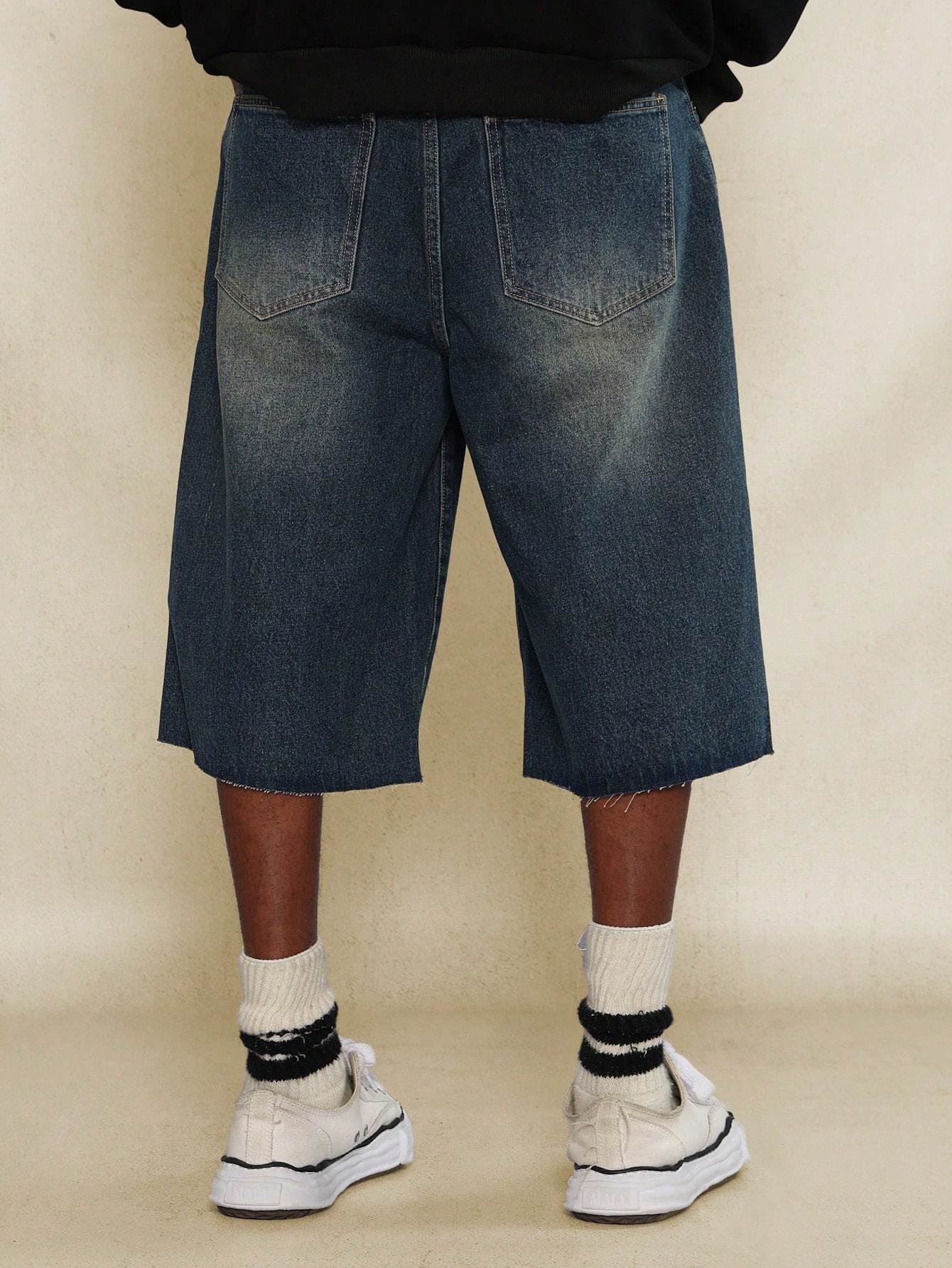 Raw Edge Applique Denim Jort