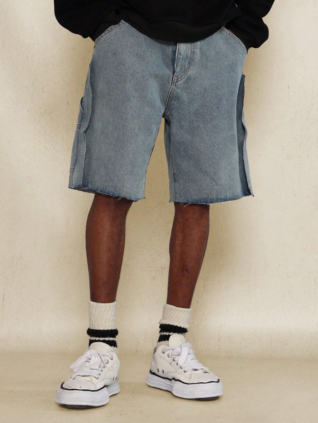 Raw Edge Washed Denim Short