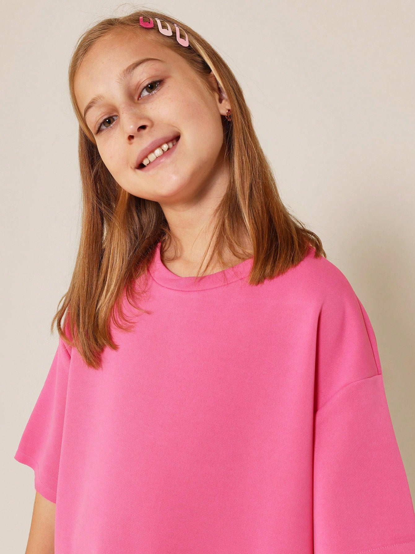 Tween Girls Raw Hem Oversized Fit Tee Dress