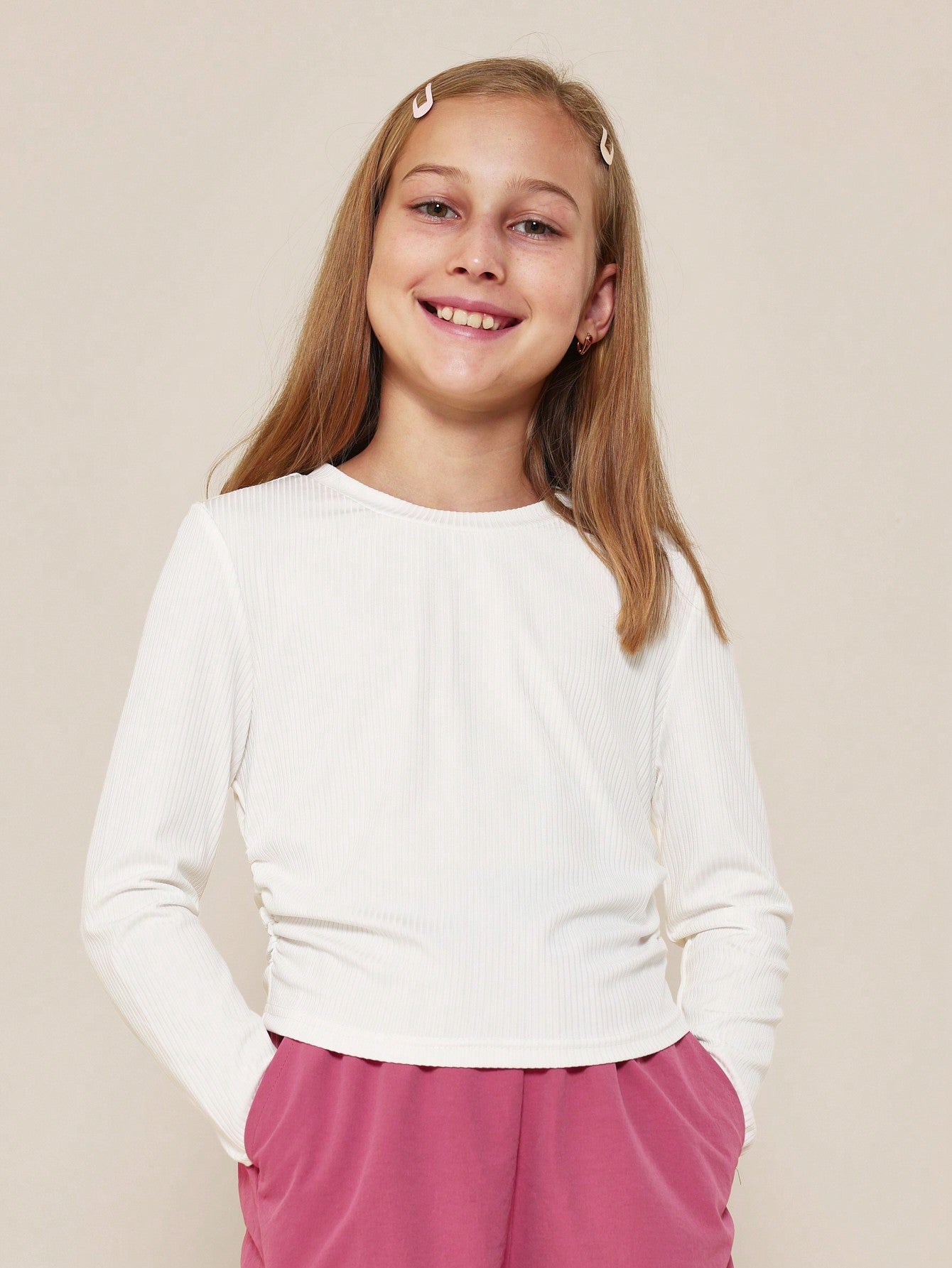 Tween Girls Long Sleeve Shirt And Ruched Cargo Pant 2 Piece Set