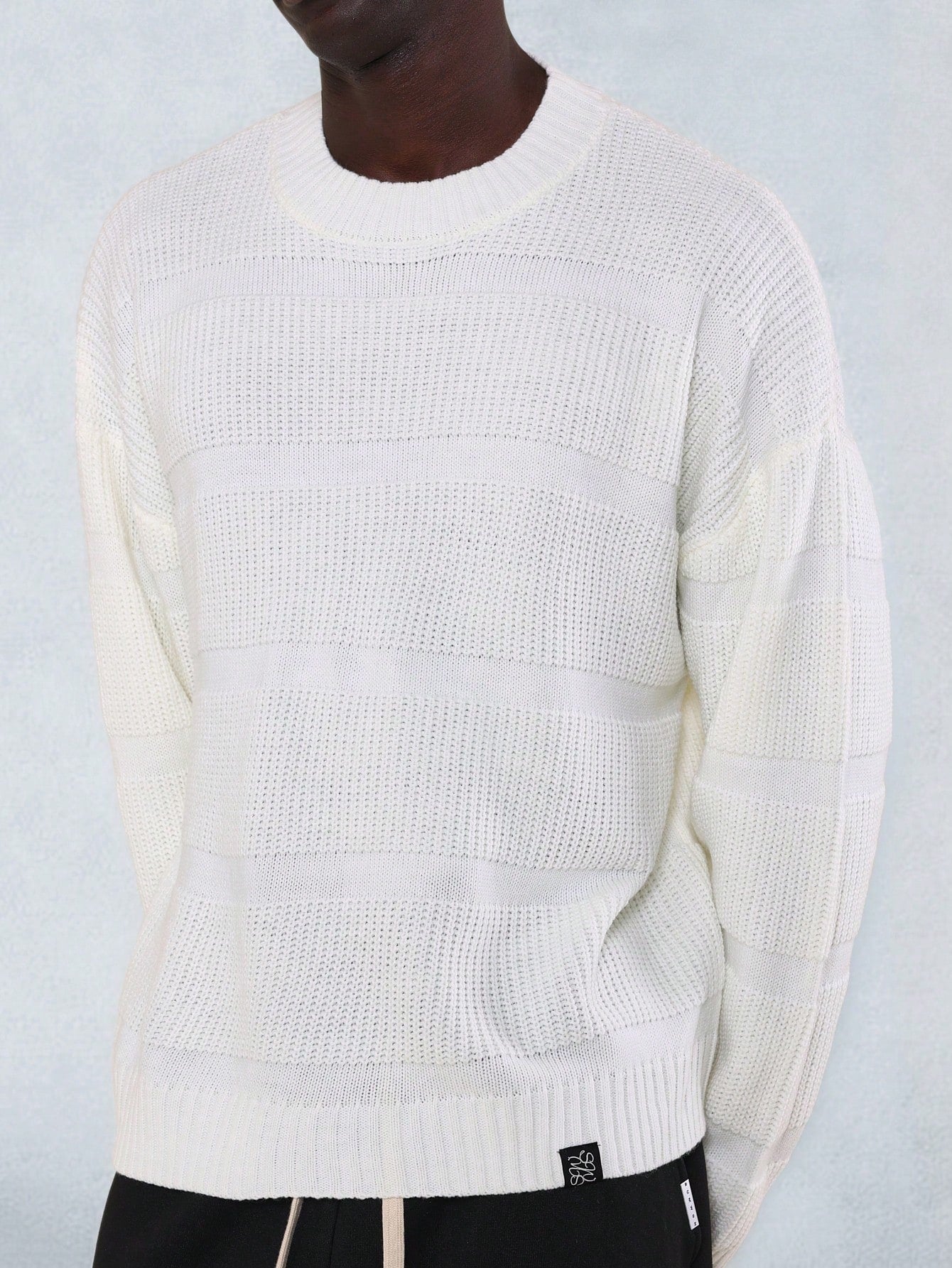 Textured Knit Crew Neck Sweatshirt