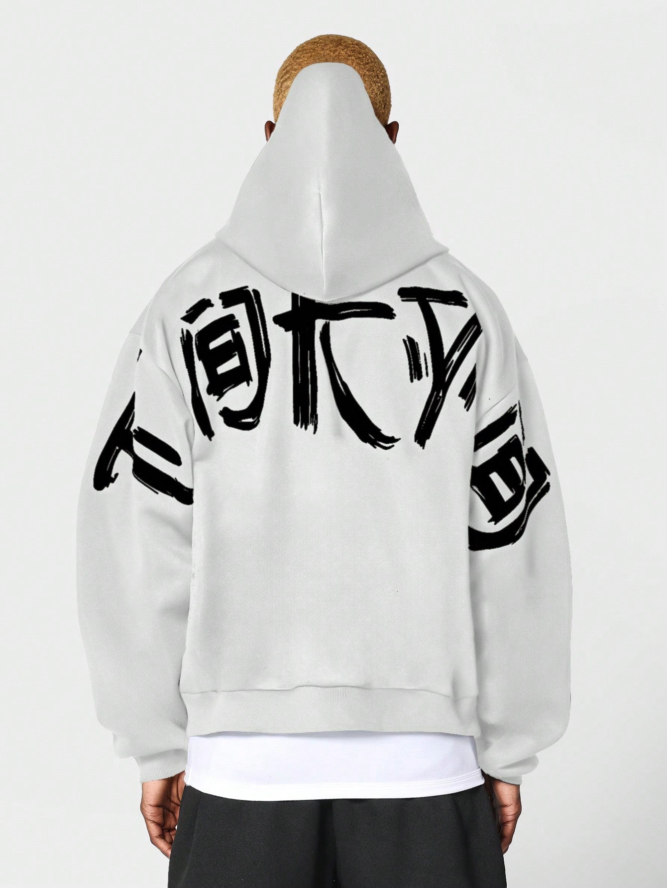 Overhead Hoodie With Japanese Style Graphic Print