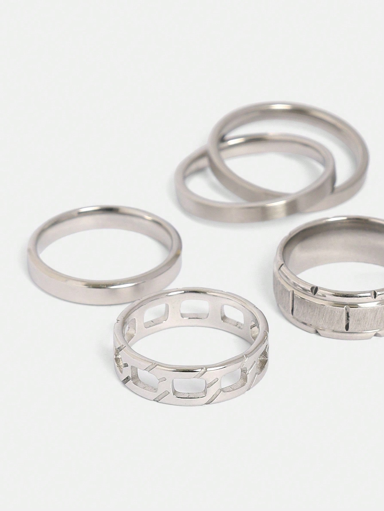 5pcs Rectangular Hollow Smooth Rings