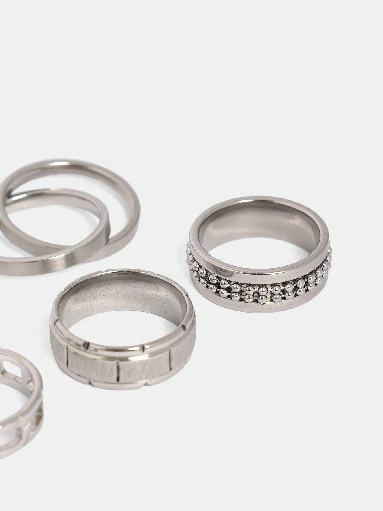 5pcs Rectangular Hollow Smooth Rings