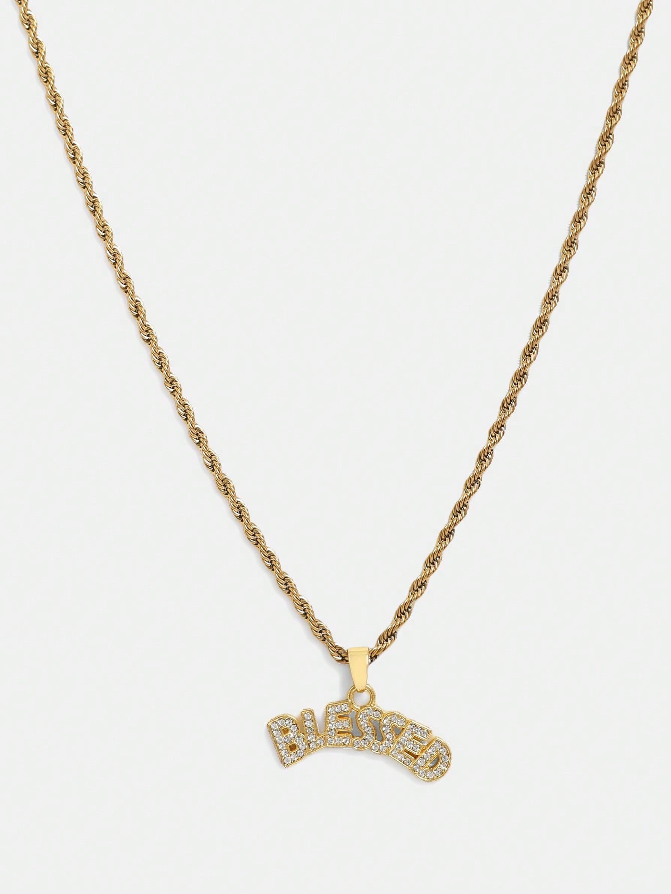 Exaggerated Personality Men Rhinestone Letter Necklace