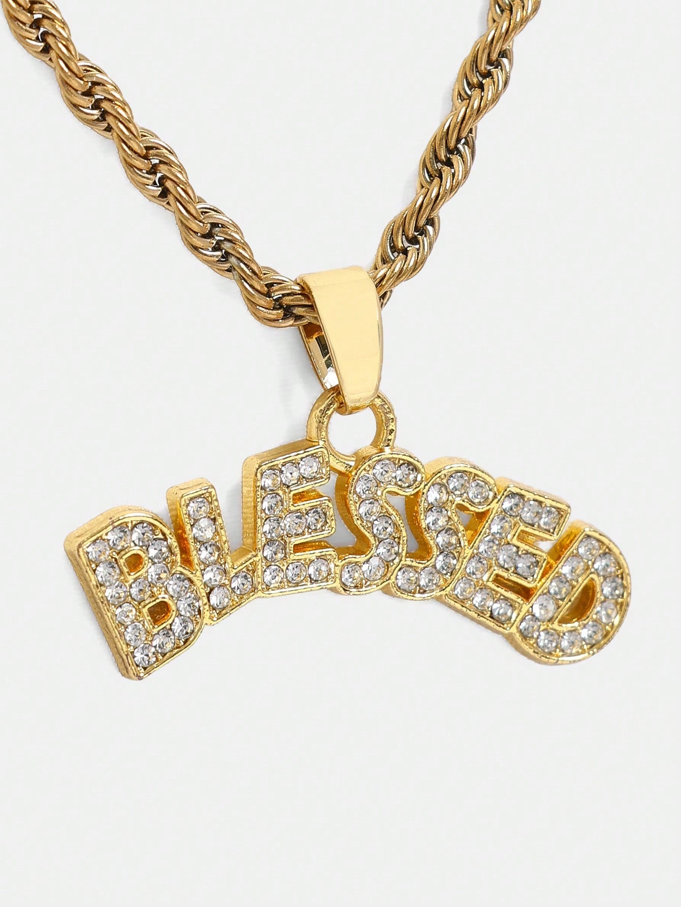 Exaggerated Personality Men Rhinestone Letter Necklace