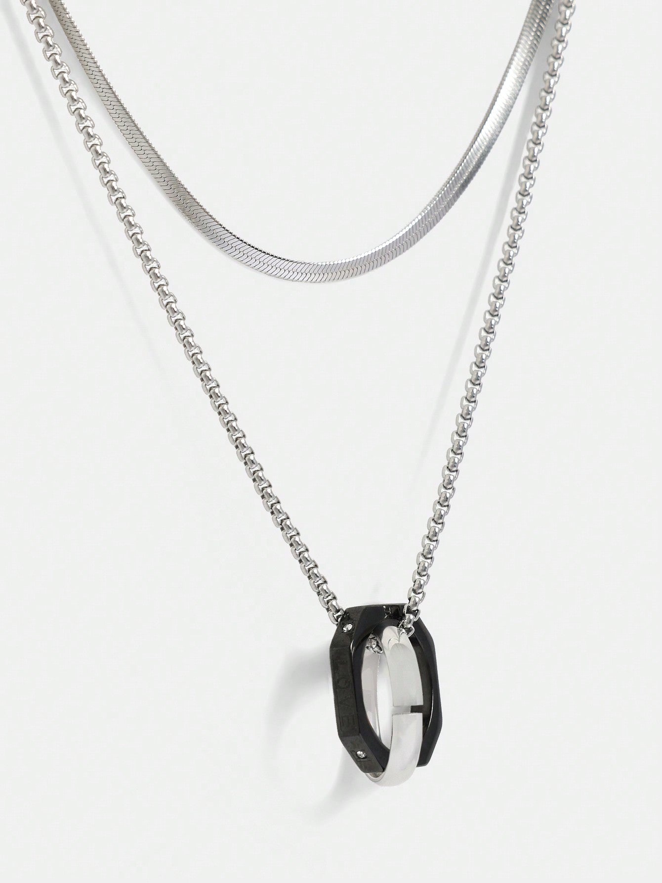 2pcs Square Double-Loop Necklaces For Men