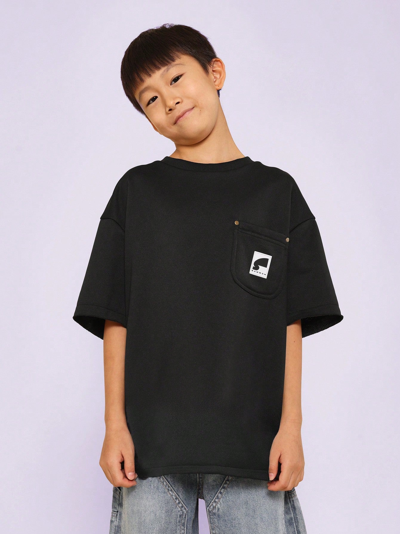 Tween Boys Oversized Fit Tee With Pocket And Graphic Print College Ready