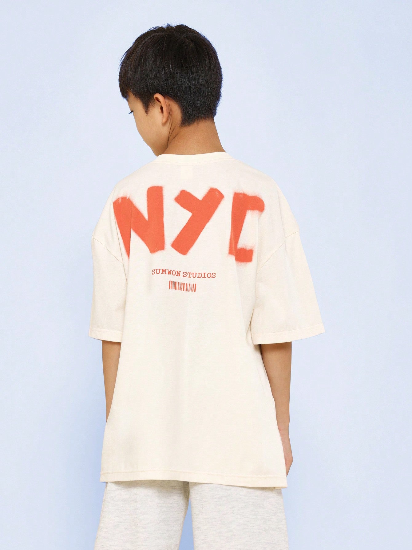 Tween Boys Oversized Fit Tee With NYC Graphic Print