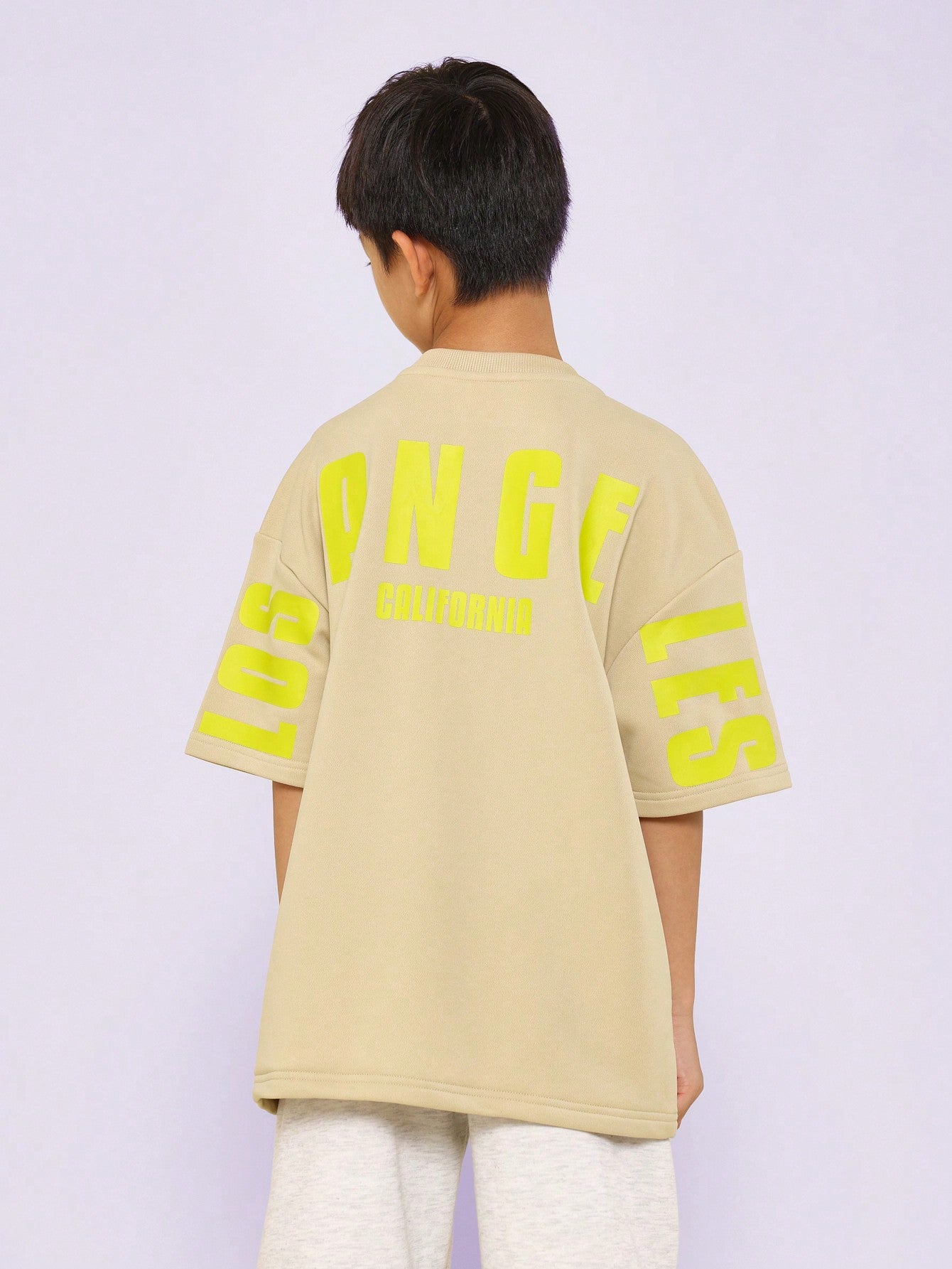 Tween Boys Oversized Fit Tee With Los Angeles Graphic Print Back To School