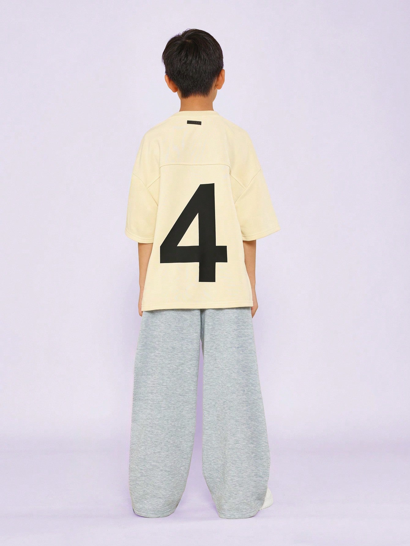 Tween Boys Oversized Fit Tee With Number Graphic Print And Wide Leg Jogger 2 Piece Set